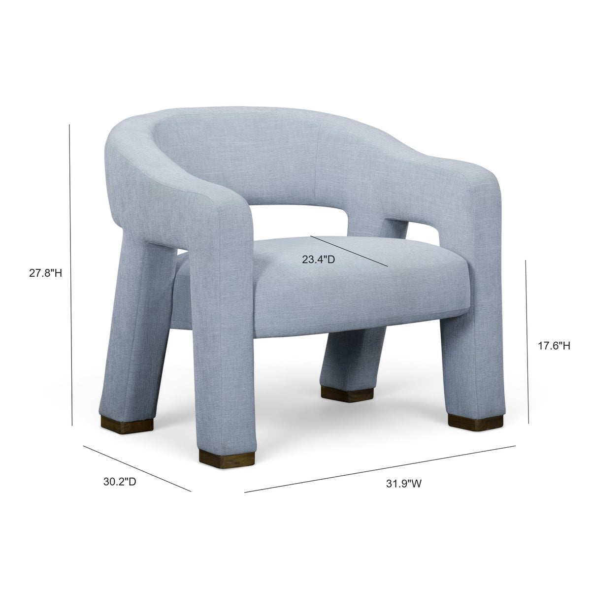 Florence Linen Accent Chair - Blue - Image 7