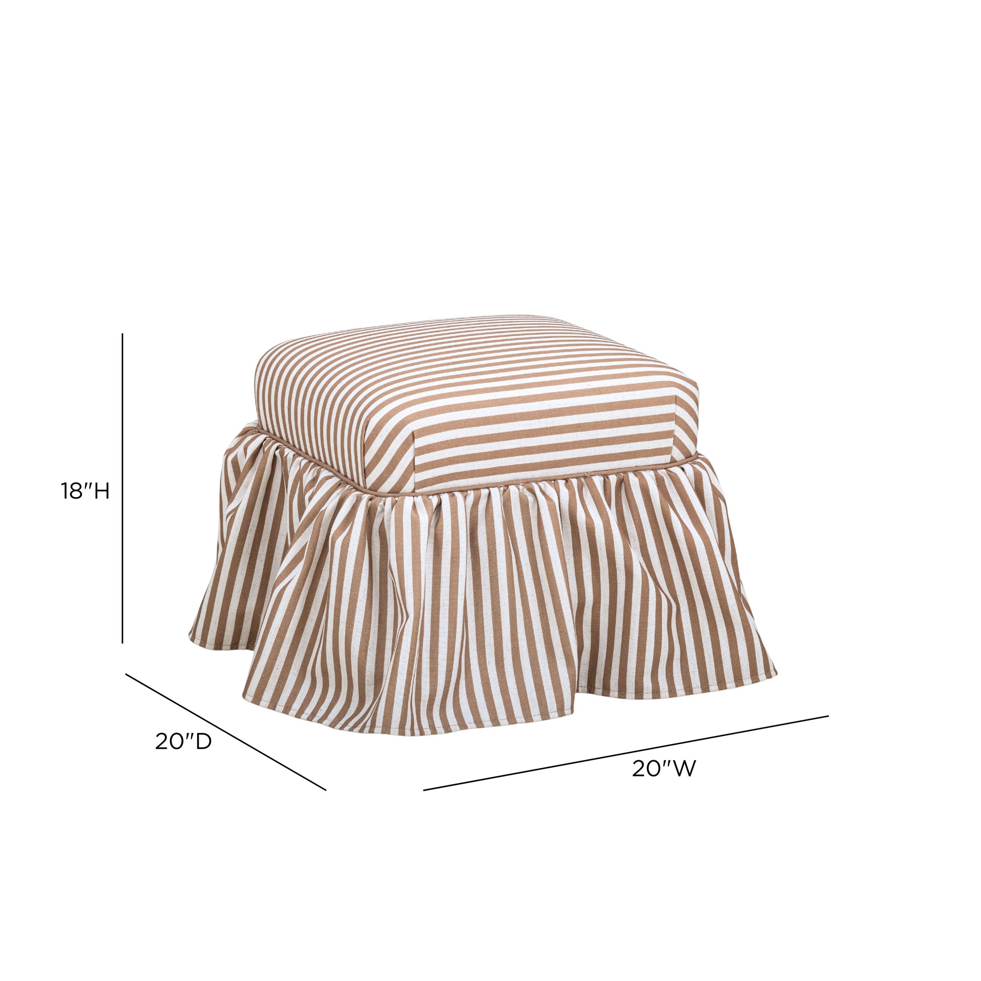 Gertrude Performance Linen Skirted Ottoman - Brown - Image 7