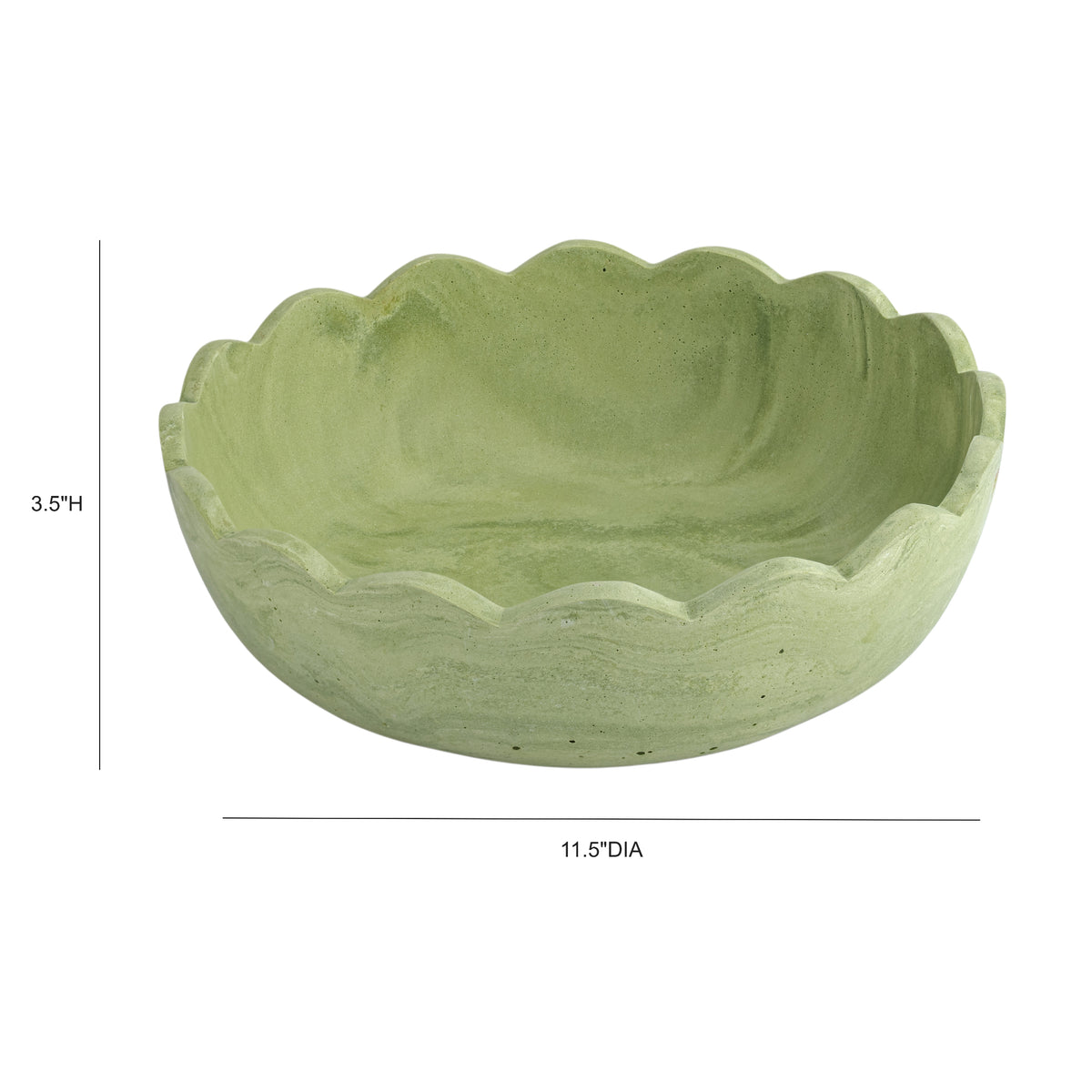 Holly Scalloped Resin Salad Bowl - Green - Image 4