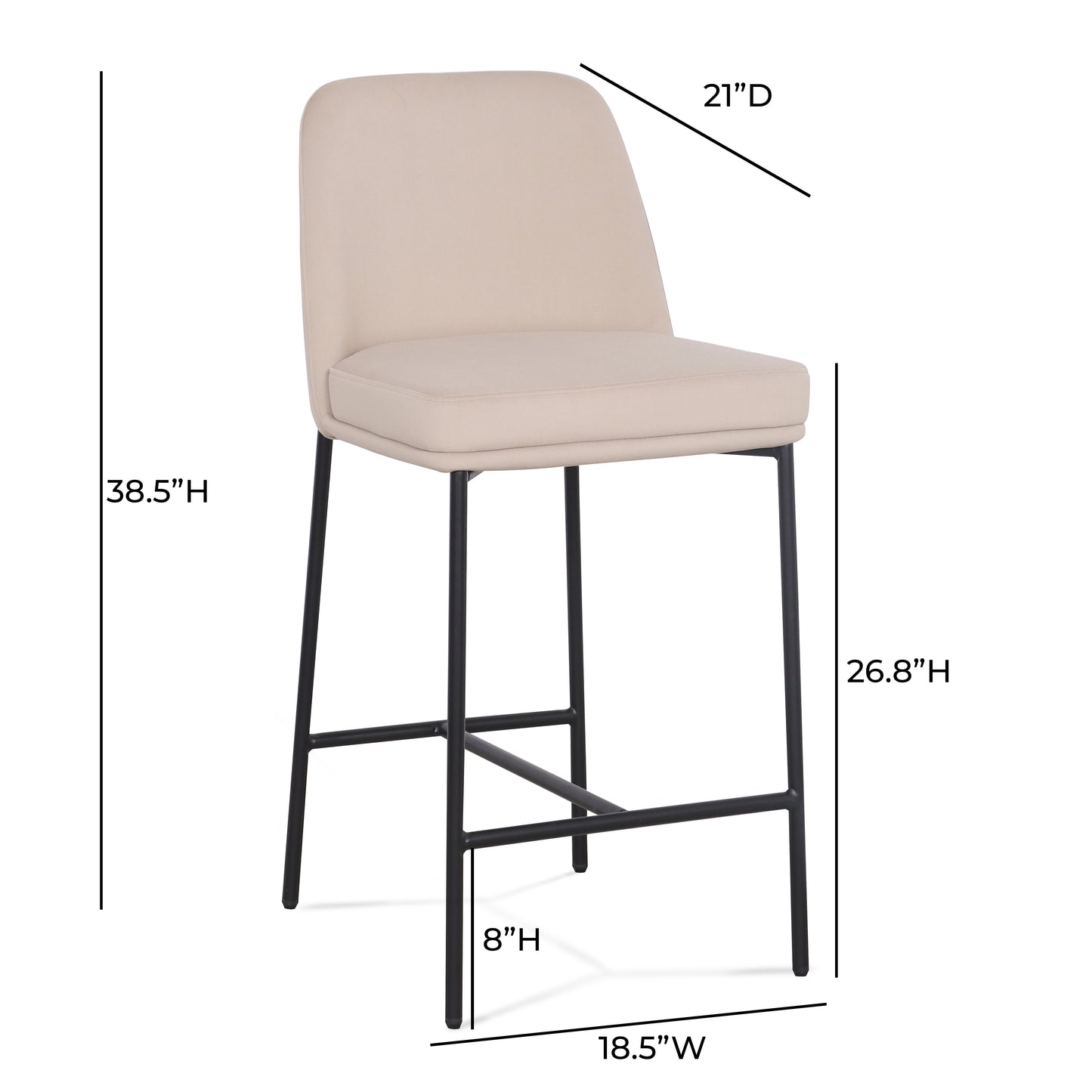 Sydney Performance Velvet Counter Stool Set of 2 - Taupe - Image 8