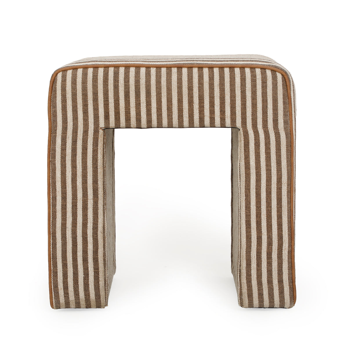 Byron Square Cotton Jute Ottoman - Brown - Image 2