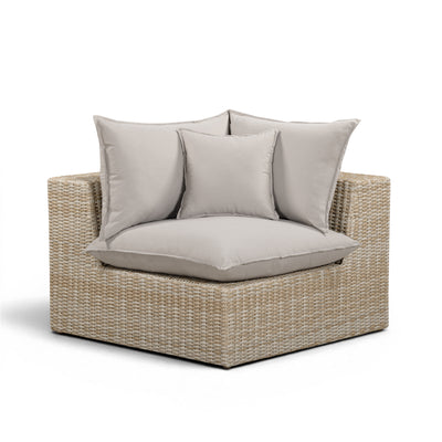 Cali Performance Fabric & Wicker Outdoor Corner Chair - Image 1
