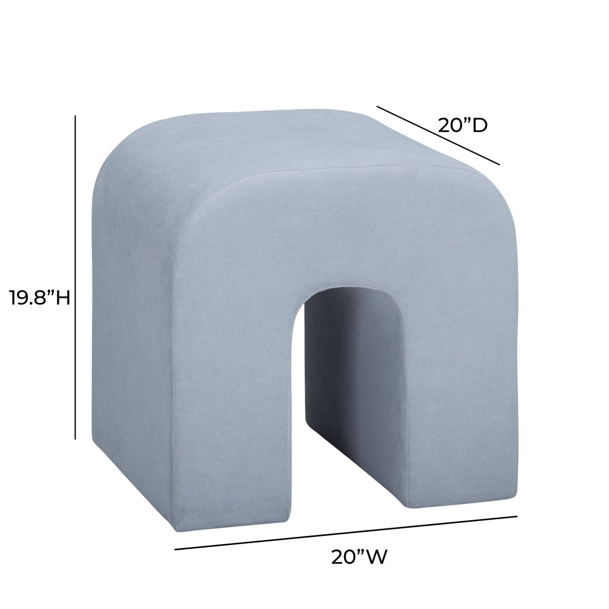 Desi Performance Fabric Ottoman - Light Blue - Image 7