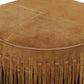 Daphne Round Suede Fringe Ottoman - Cognac - Image 5