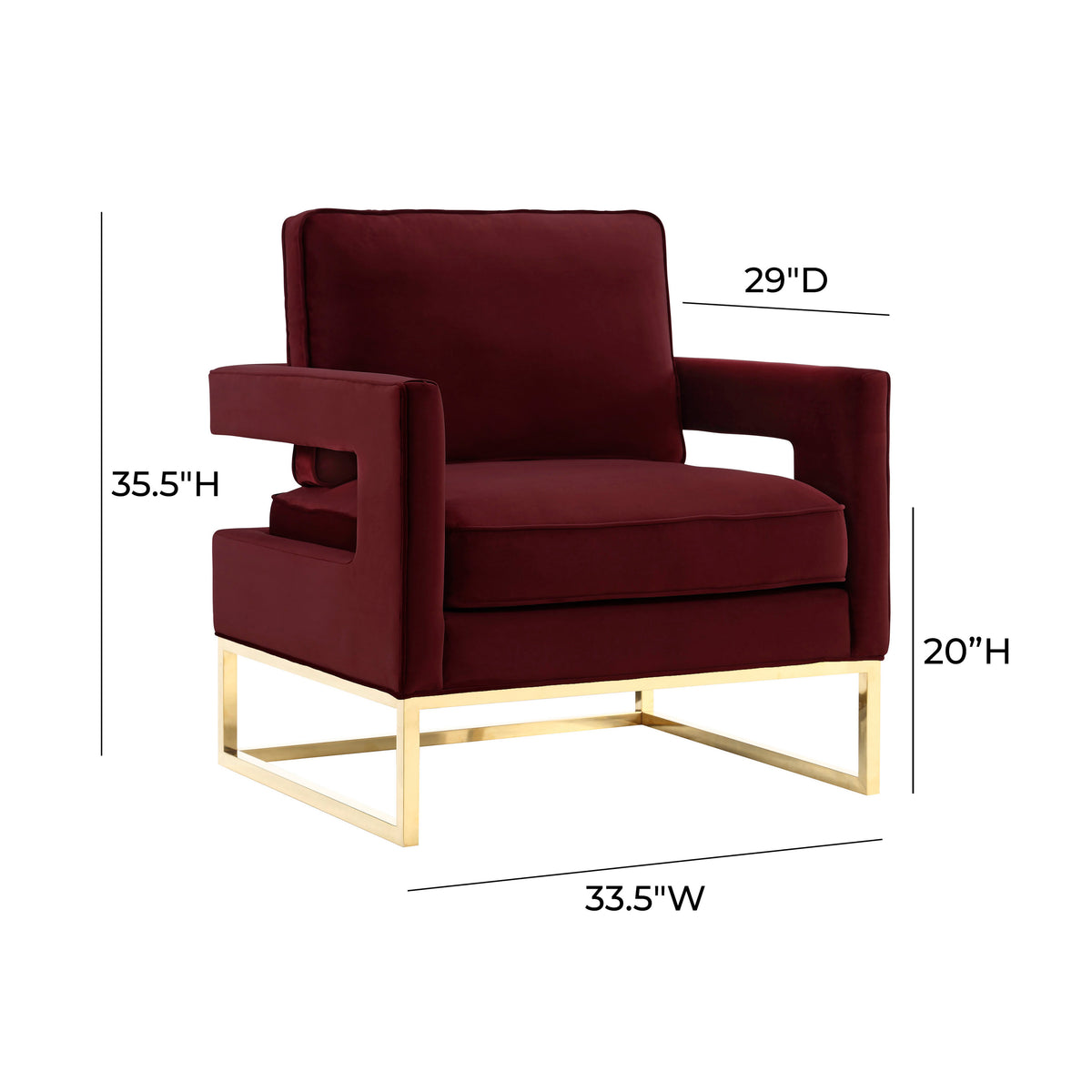 Avery Performance Velvet Accent Chair - Maroon - Image 6