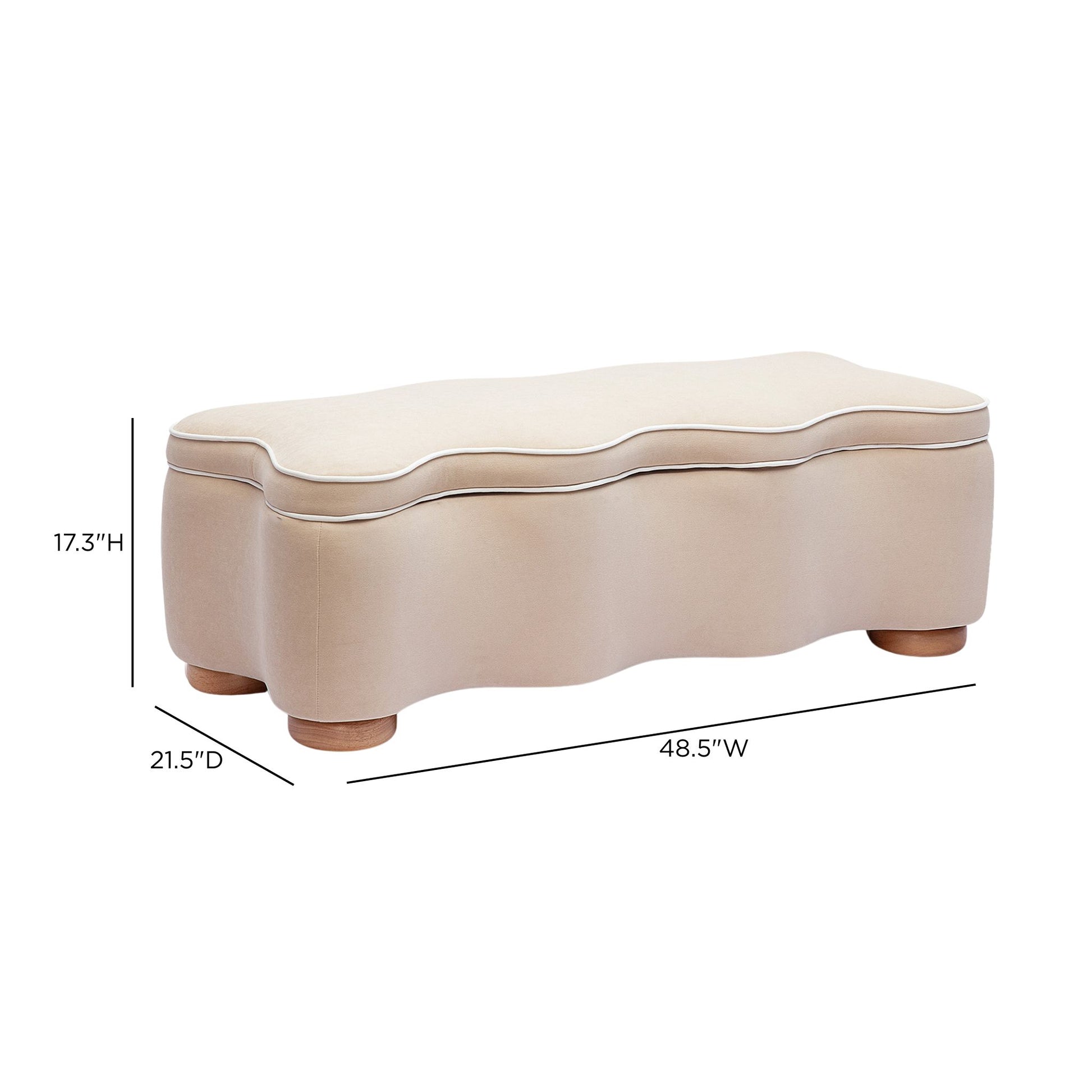 Thalia 48.5" Performance Velvet Storage Bench - Tan - Image 6
