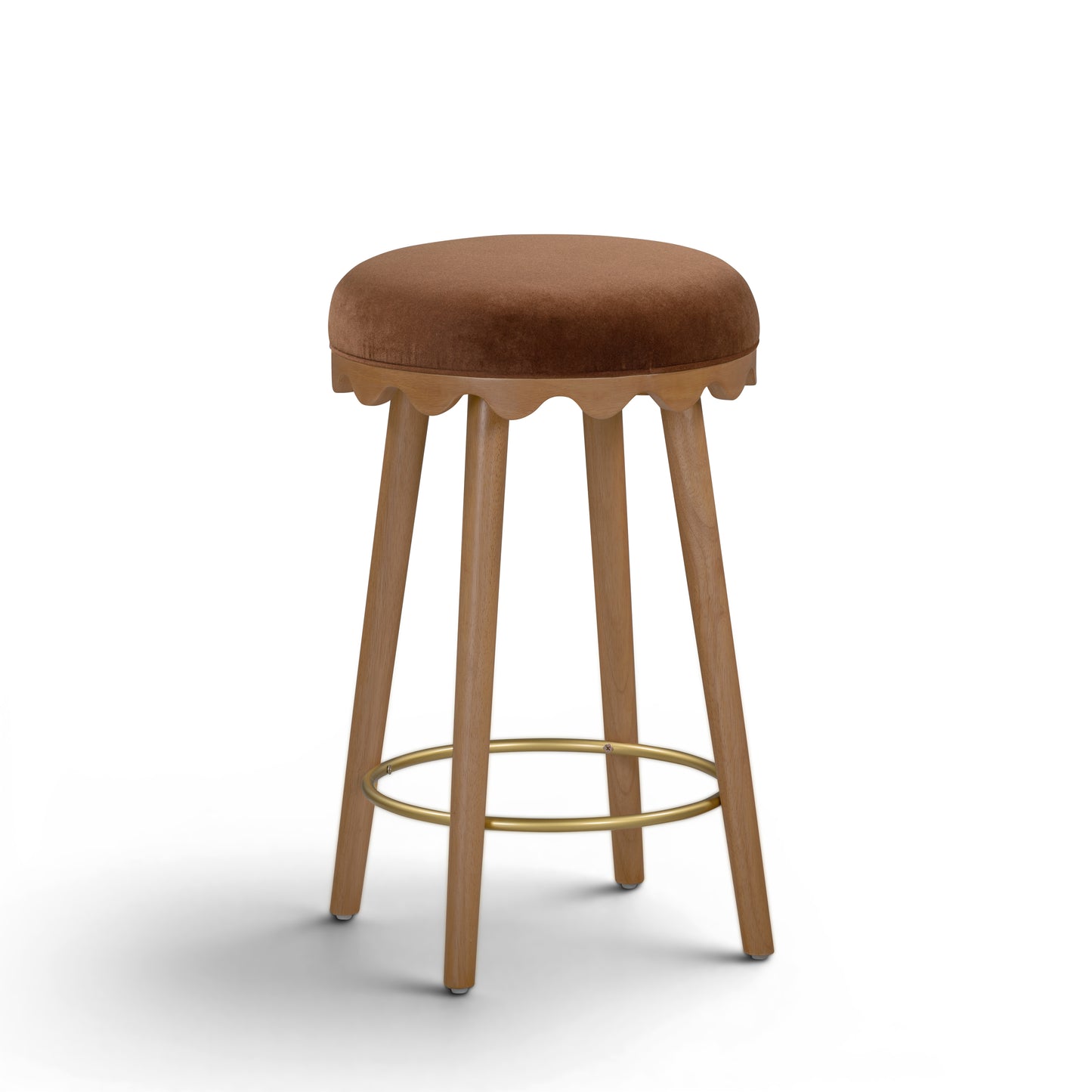 Oodle Bronze Performance Vegan Mohair Light Walnut Counter Stool - Image 1