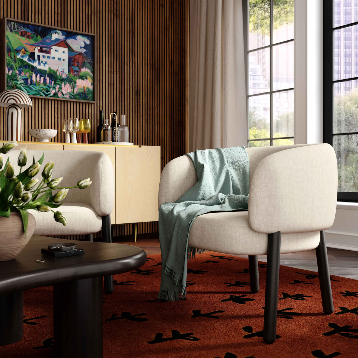 Foxy Performance Fabric Accent Chair - Cream - Image 2
