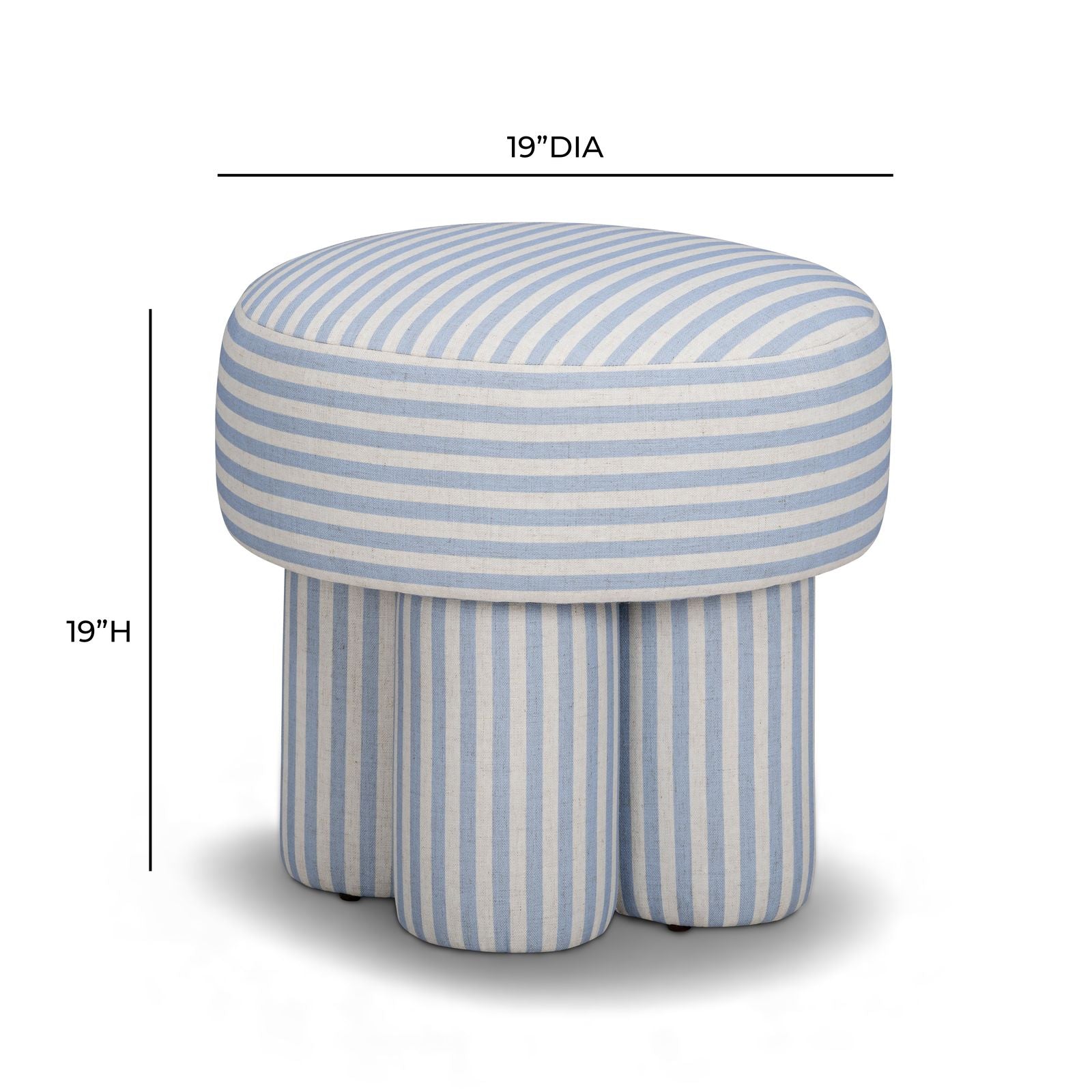 Masha Linen Accent Stool - Blue Stripes - Image 7