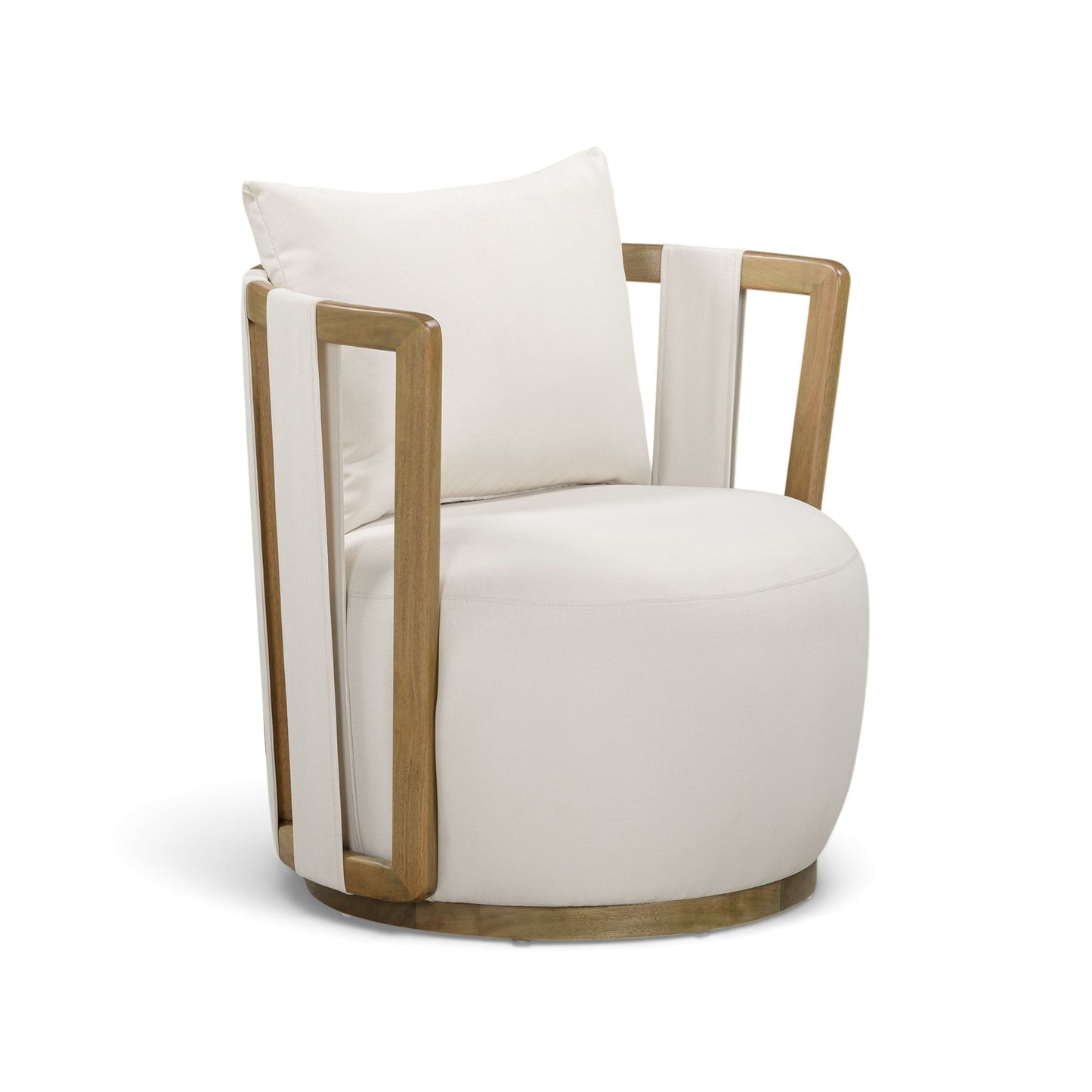 Paolo Cream Upcycled Basketweave Fabric Outdoor Accent Chair - Image 1