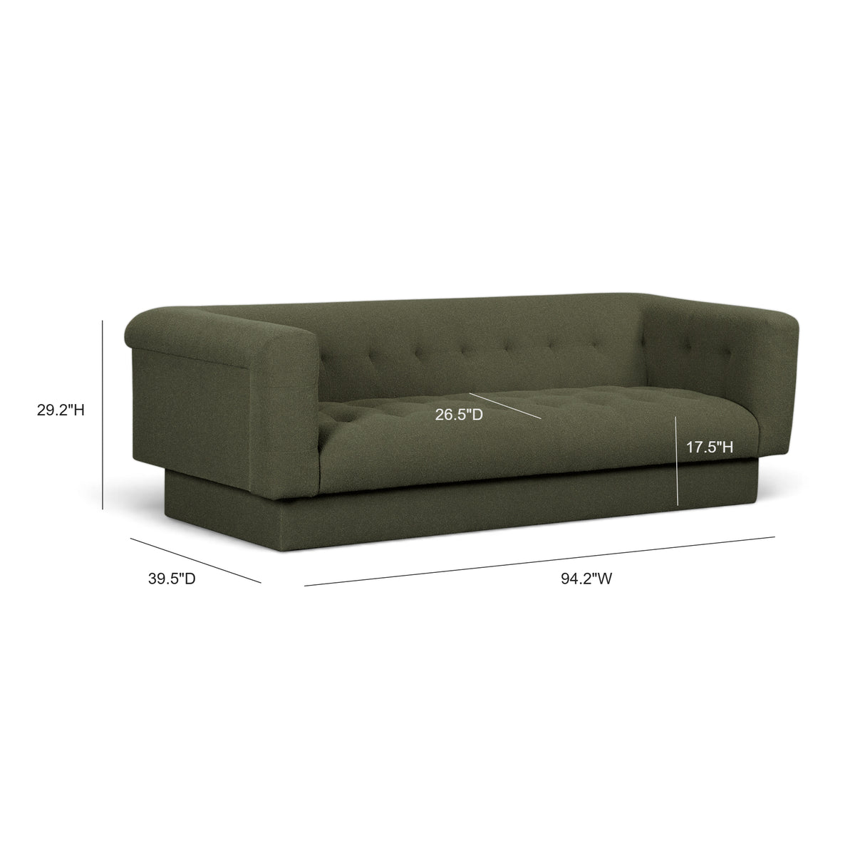 Jules 94" Performance Velvet Sofa - Kale Green - Image 8