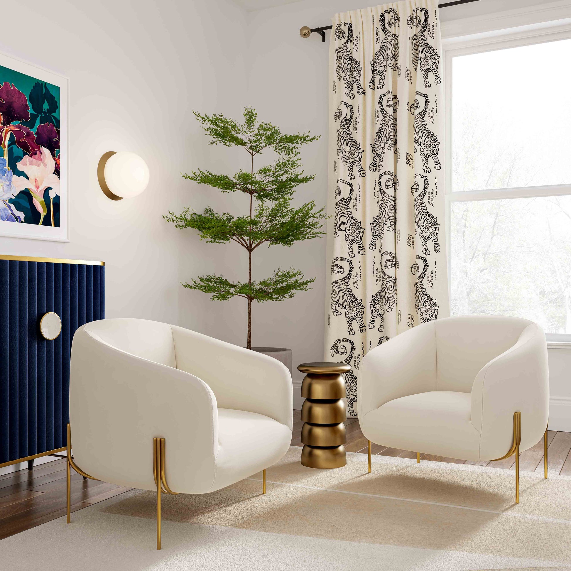 Kandra Accent Chair by Inspire Me! Home Decor - Cream - Image 2