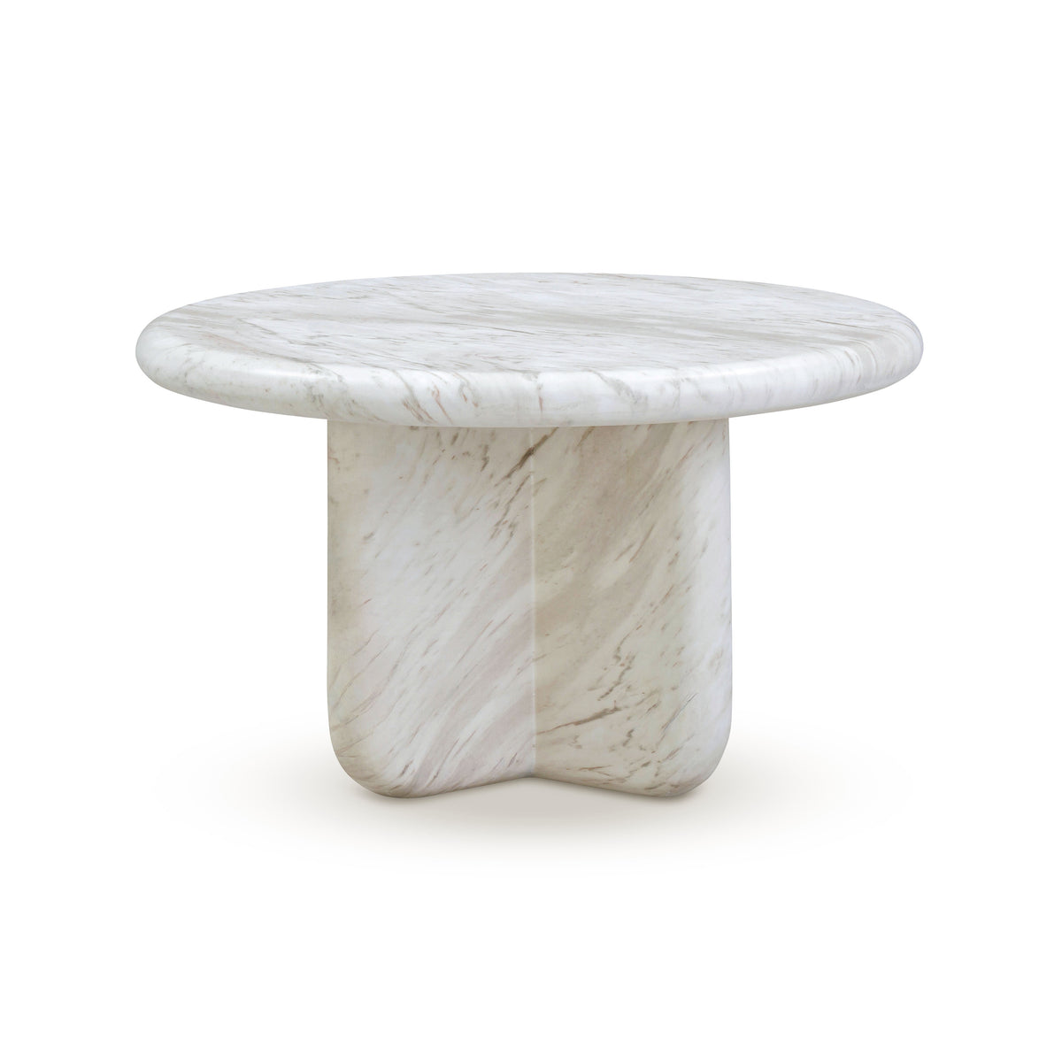 Juju Faux Marble Indoor/Outdoor Round Coffee Table (24"-32") - White / 24" - Image 1
