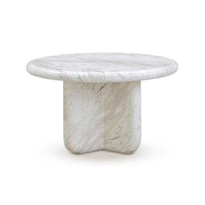 Juju Faux Marble Indoor/Outdoor Round Coffee Table (24"-32") - White / 24" - Image 1