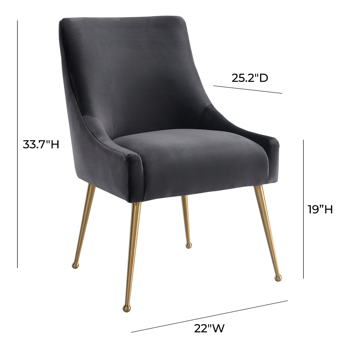 Beatrix Performance Velvet Dining Chair - Grey - Image 8