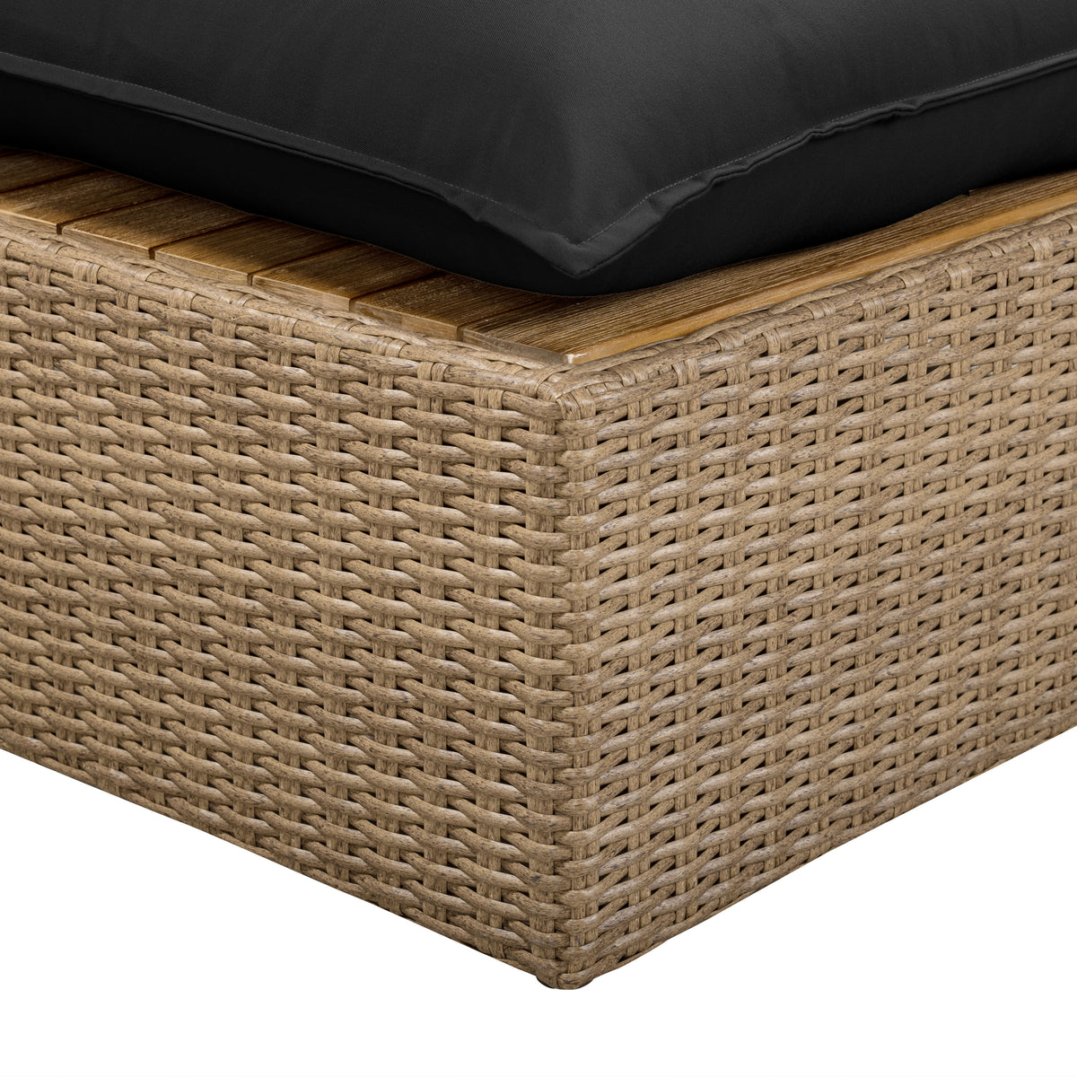 Cali 4-Piece Performance Fabric & Wicker Outdoor Sectional - Black / Brown - Image 10