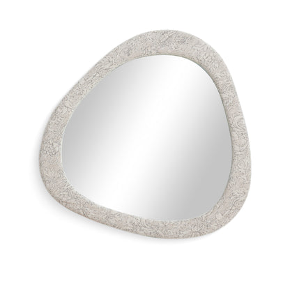 Klaryss 32"X25" Neutral Floral Jacquard Wall Mirror - Default Title - Image 1