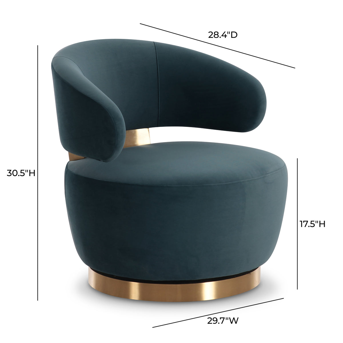 Austin Swivel Accent Chair - Dark Teal - Image 6