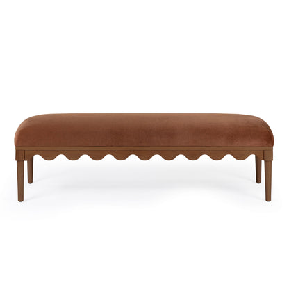 Oodle 56.5" Performance Vegan Mohair Bench - Bronze / Walnut - Image 1