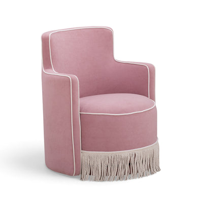Passe Tasseled Velvet Swivel Accent Chair - Image 1