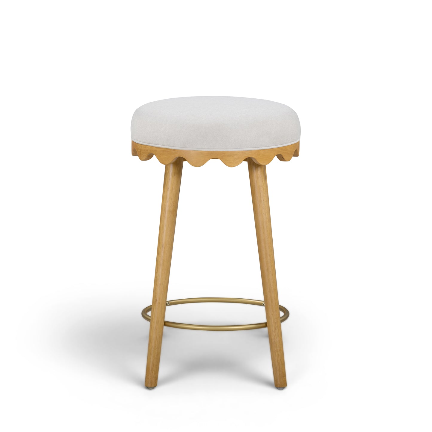 Oodle Cream Performance Vegan Mohair Natural Counter Stool - Image 3