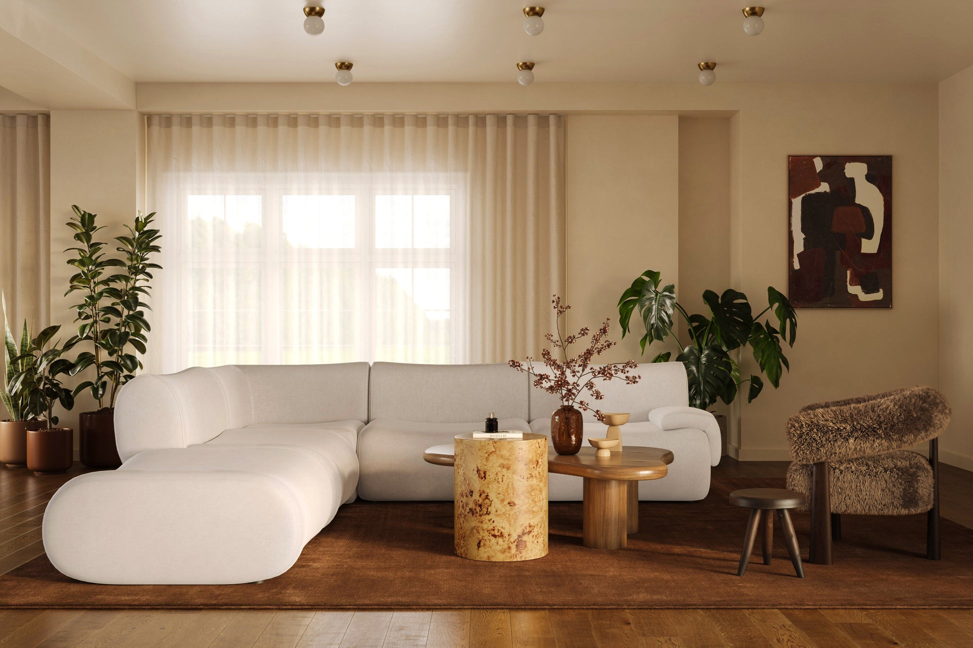 Zenith 5-Piece Modular Sectional - Cream - Image 2