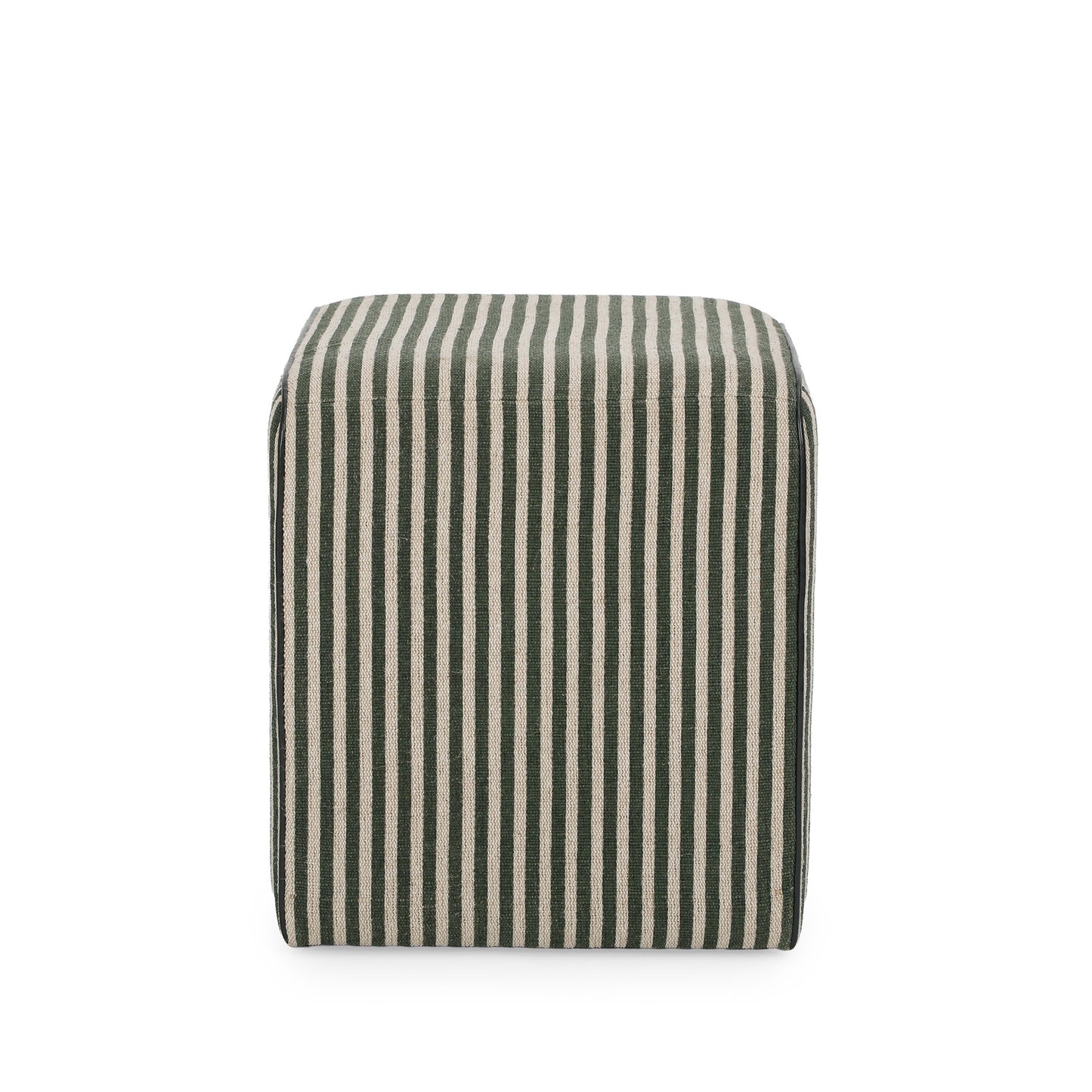 Byron Square Cotton Jute Ottoman - Green - Image 3