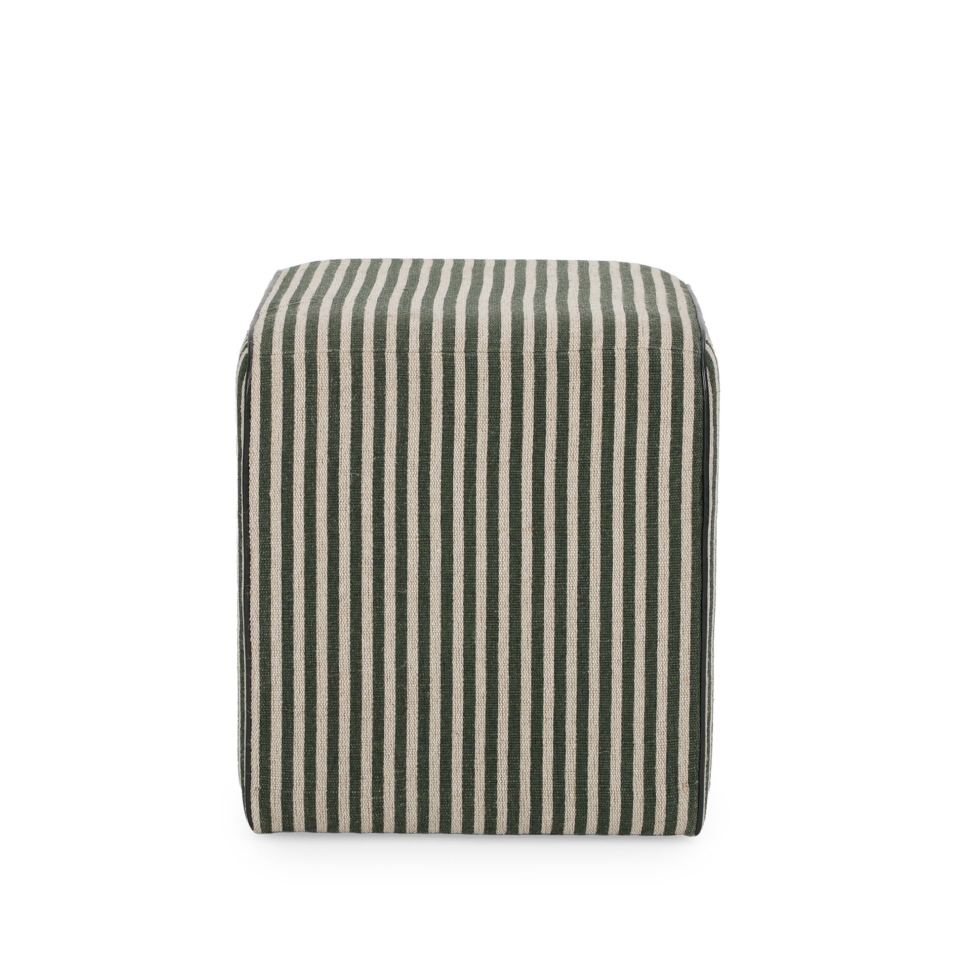 Byron Square Cotton Jute Ottoman - Green - Image 3