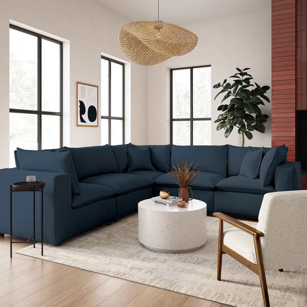 Cali Modular Armless Chair - Navy - Image 2