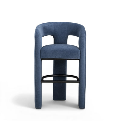Malone Denim Blue Performance Fabric Bar Stool - Image 1