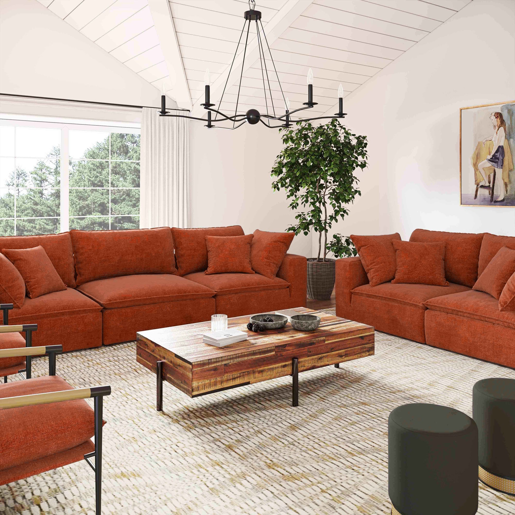 Cali 80" Modular Loveseat - Rust - Image 2