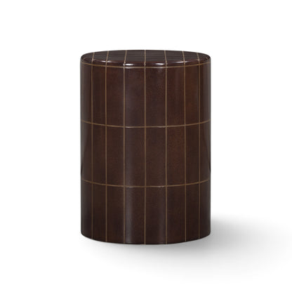 Tatiana Round Concrete Indoor/Outdoor Side Table - Maroon - Image 1