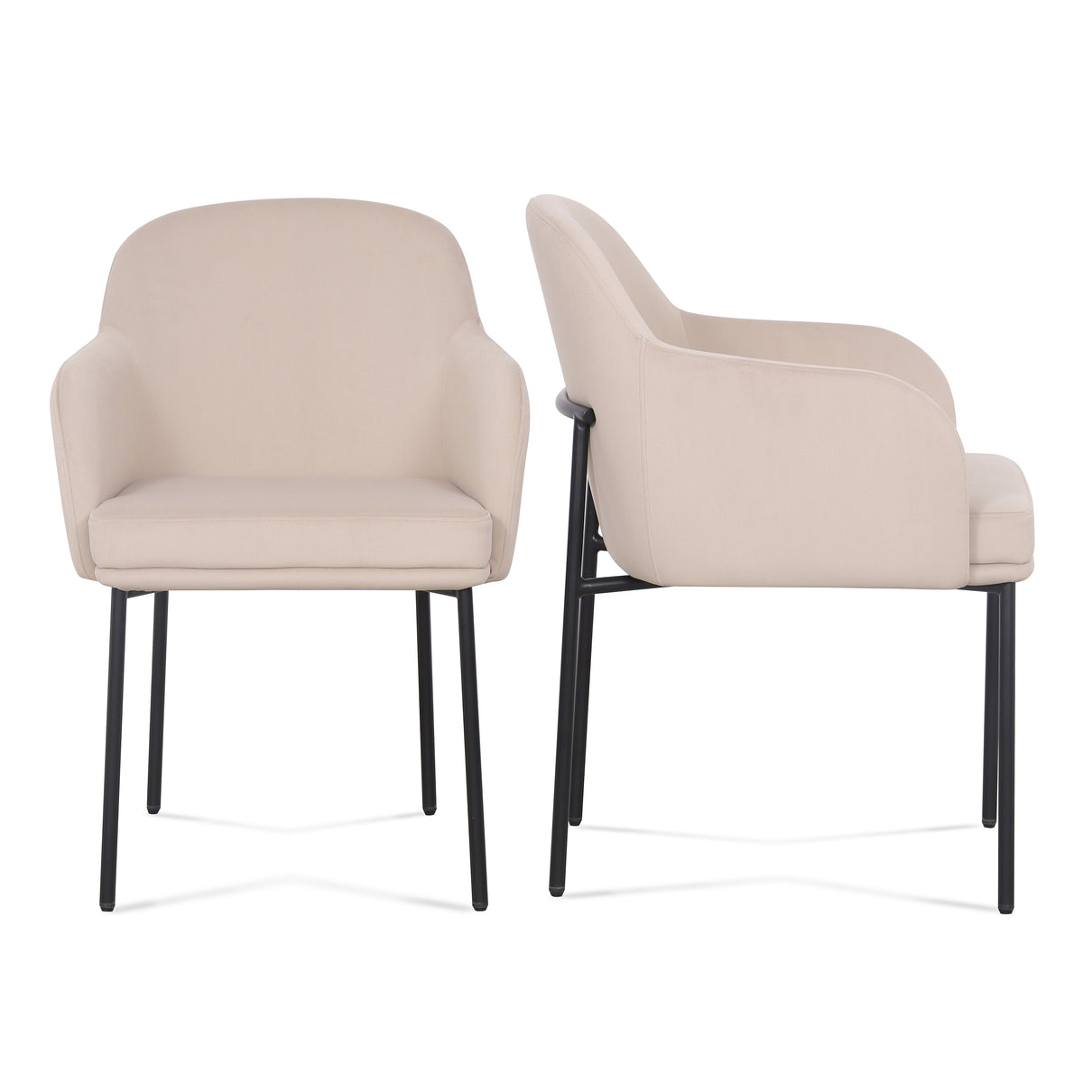 Sydney Performance Velvet Armchair - Set of 2 - Taupe - Image 1