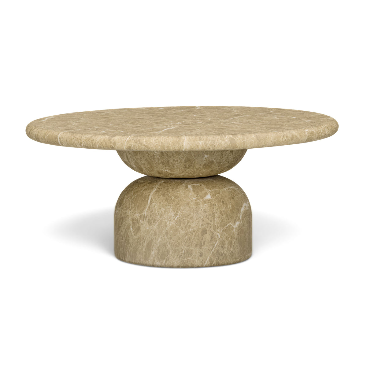 Cynthia 36" Concrete Indoor/Outdoor Coffee Table - Light Emperador Marble - Image 1