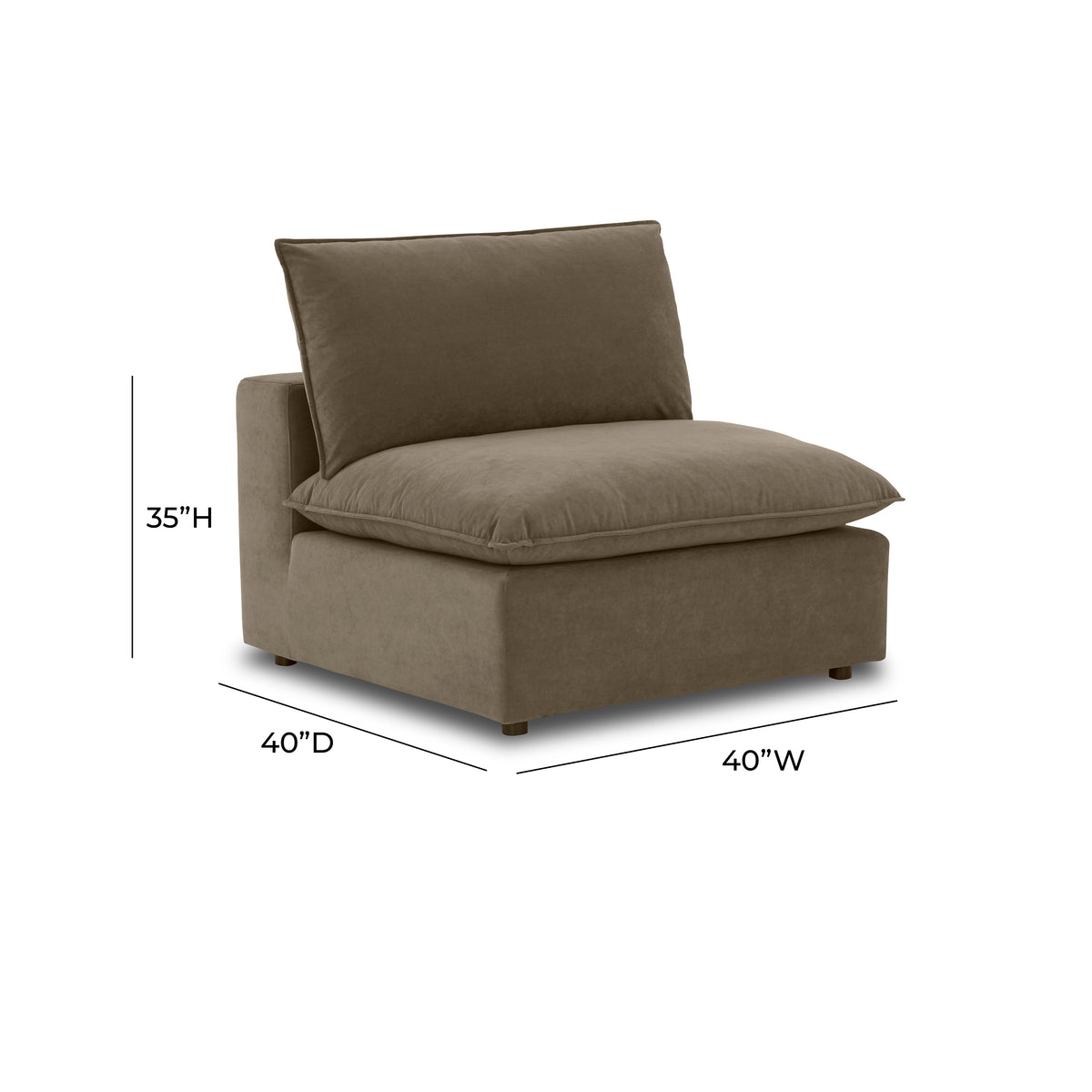 Cali Modular Armless Chair - Chocolate Brown - Image 8