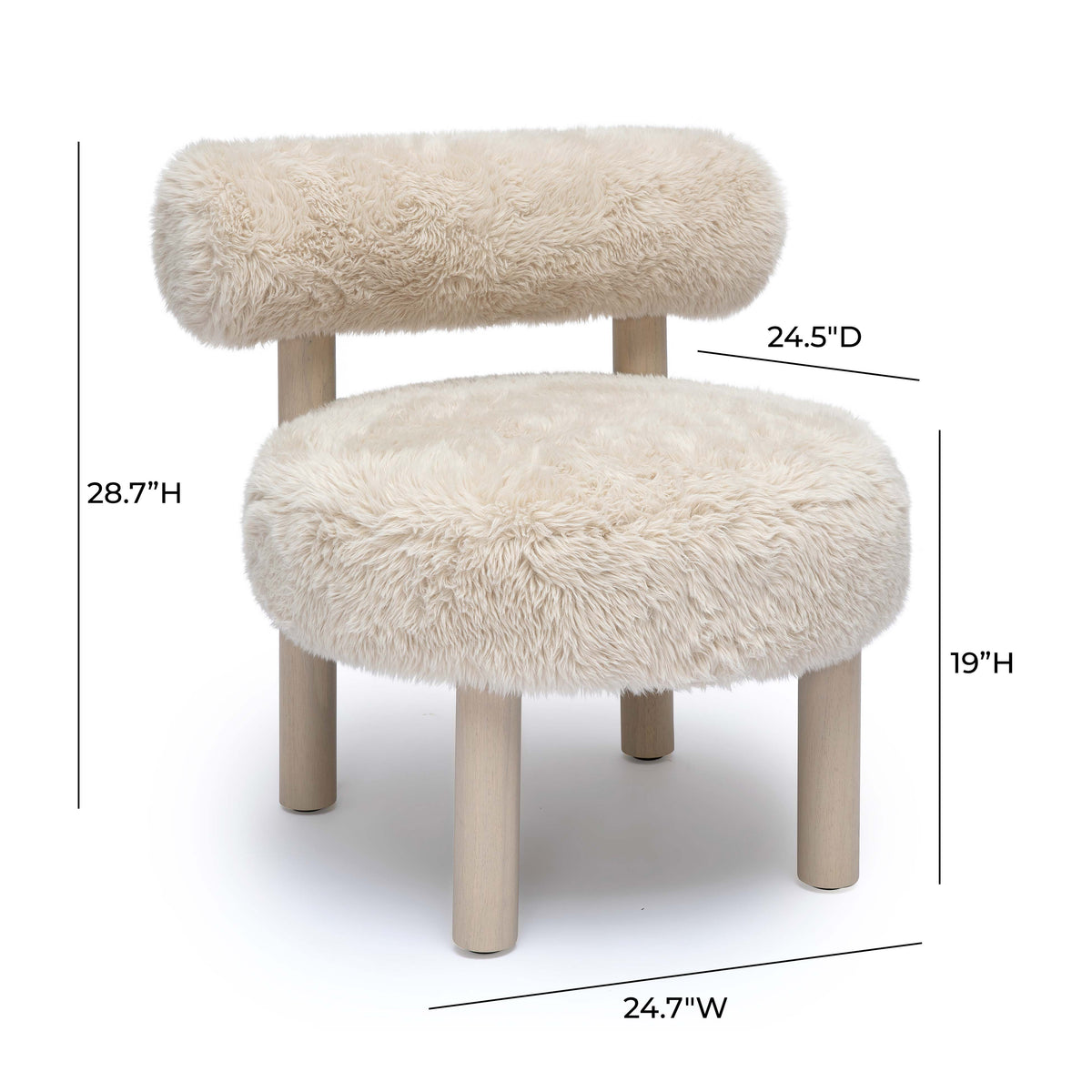 Carmel Contract-Grade Vegan Shearling Accent Chair - Natural - Image 6