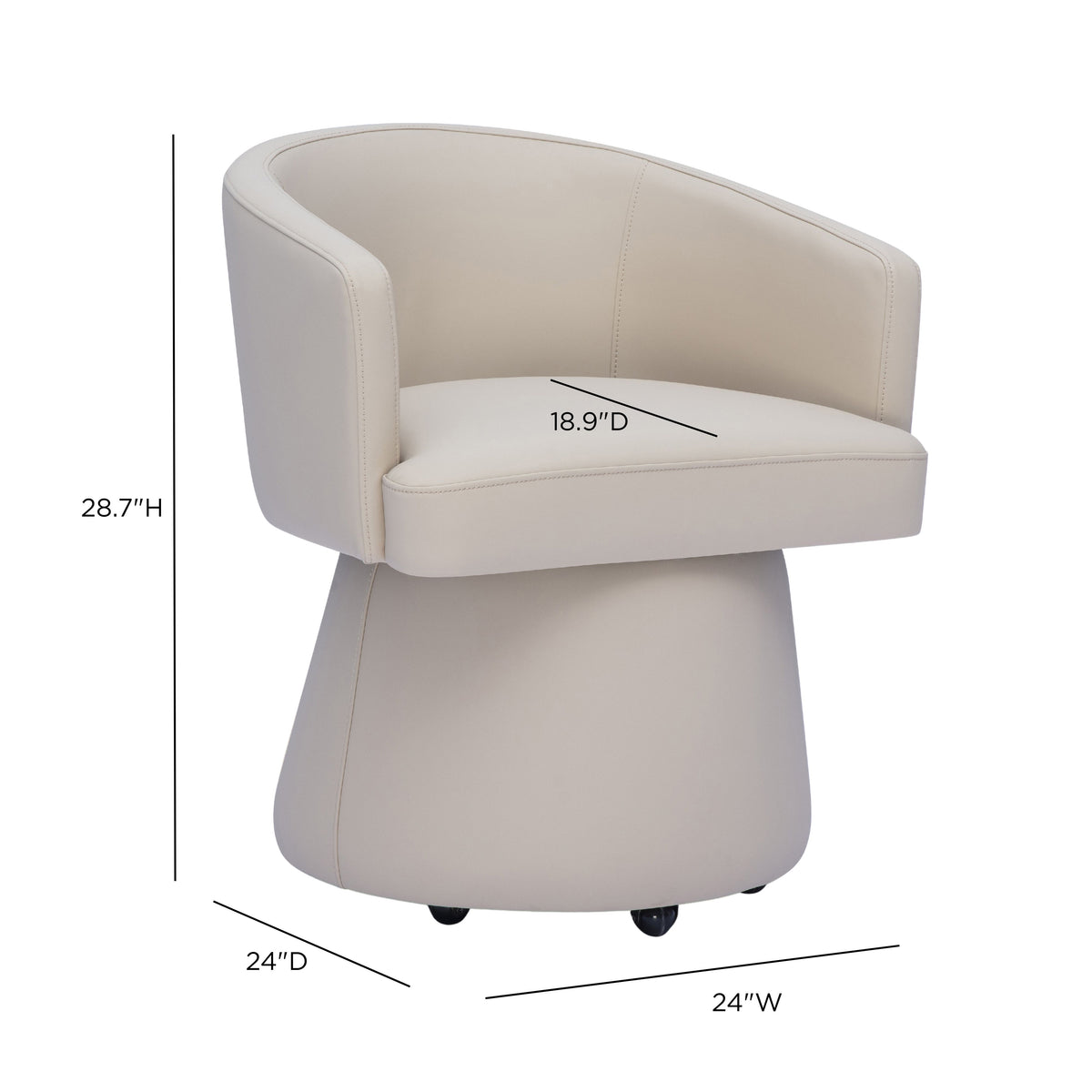 Kristen Rolling Desk Chair - Beige - Image 6