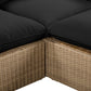 Cali 4-Piece Performance Fabric & Wicker Outdoor Sectional - Black / Brown - Image 7