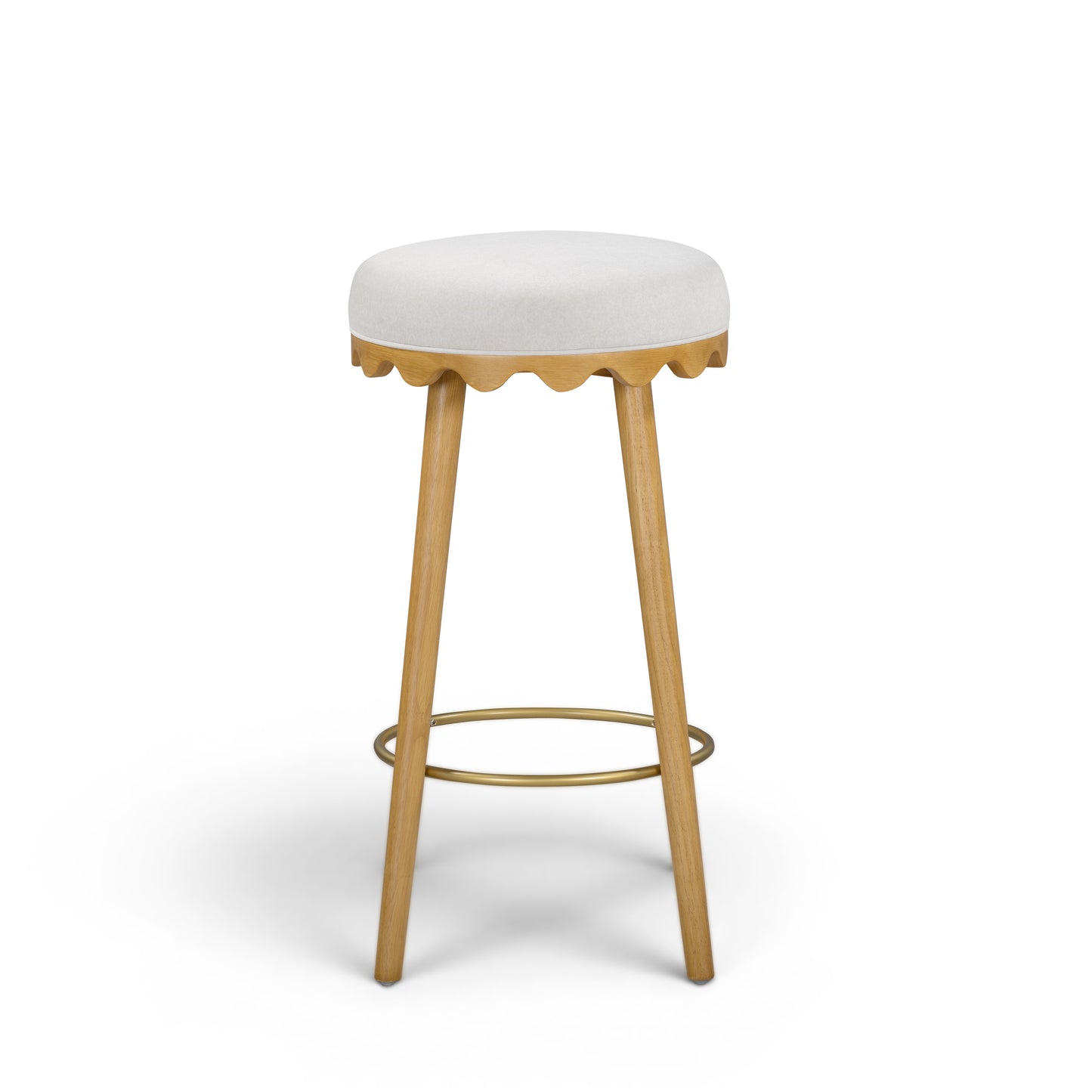 Oodle Cream Performance Vegan Mohair Natural Bar Stool - Image 3