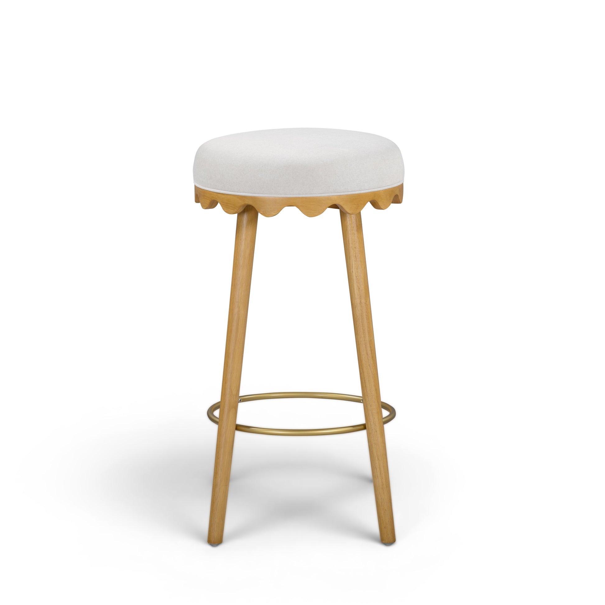 Oodle Cream Performance Vegan Mohair Natural Bar Stool - Image 3