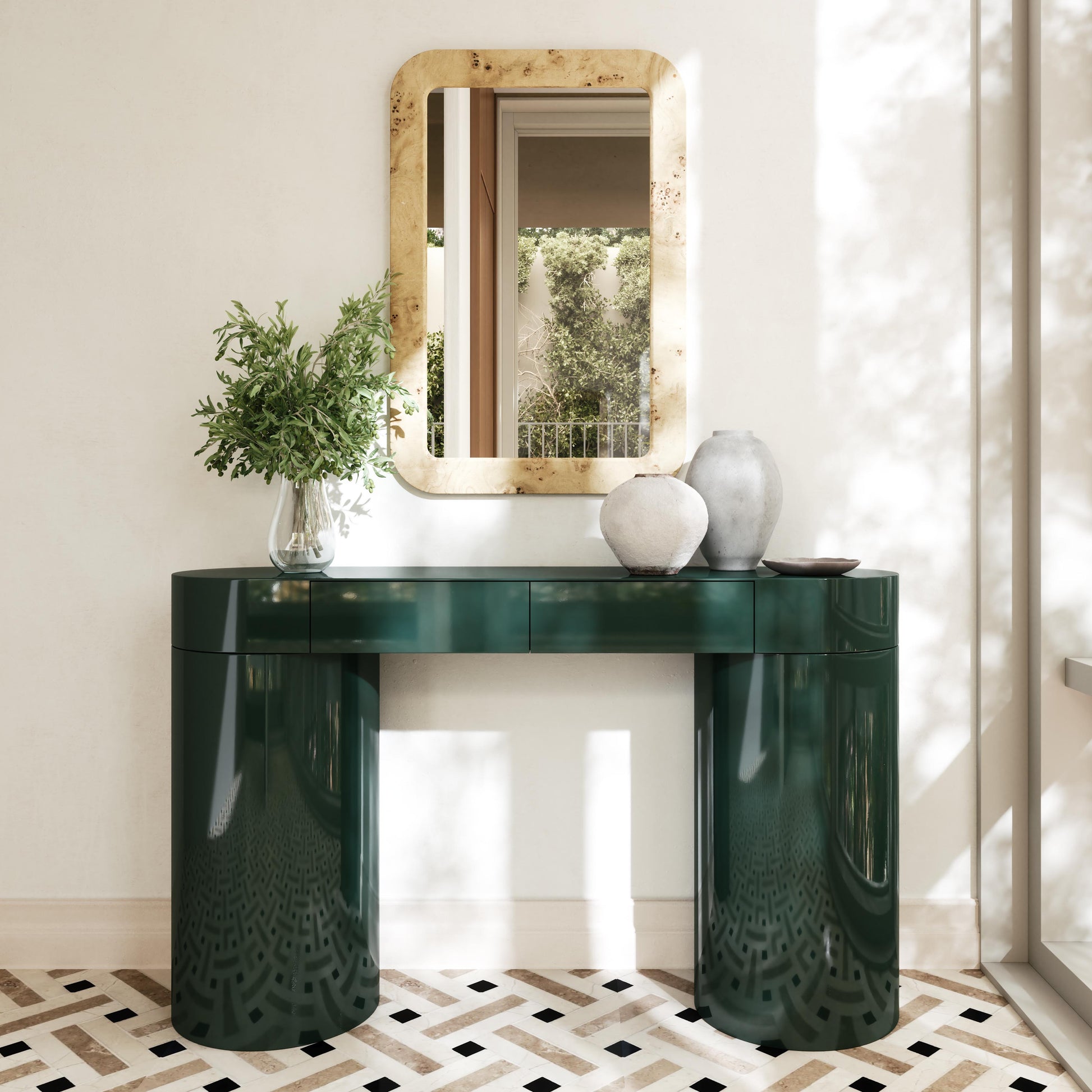 Mira 50" High Gloss Console Table - Green - Image 2