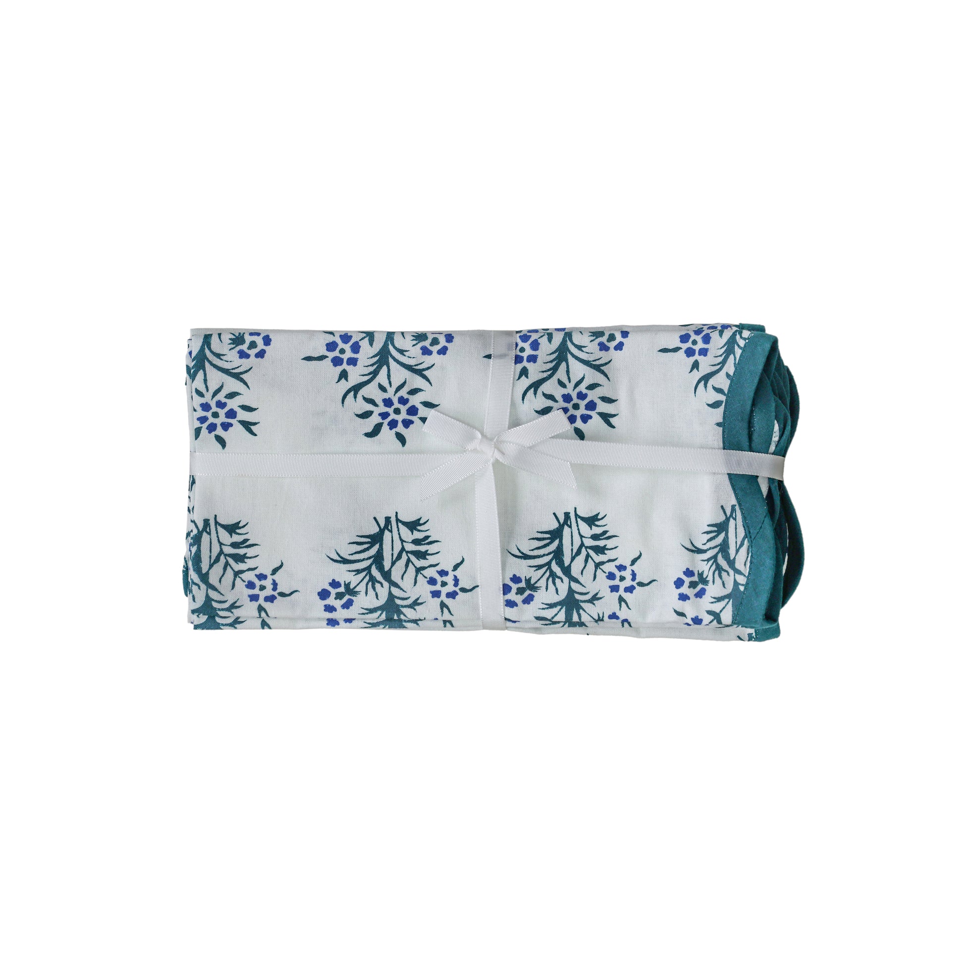 Crissy Cotton Canvas Printed Napkins - Set of 4 - Blue Cornflower - Image 1