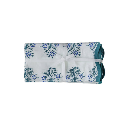 Crissy Cotton Canvas Printed Napkins - Set of 4 - Blue Cornflower - Image 1