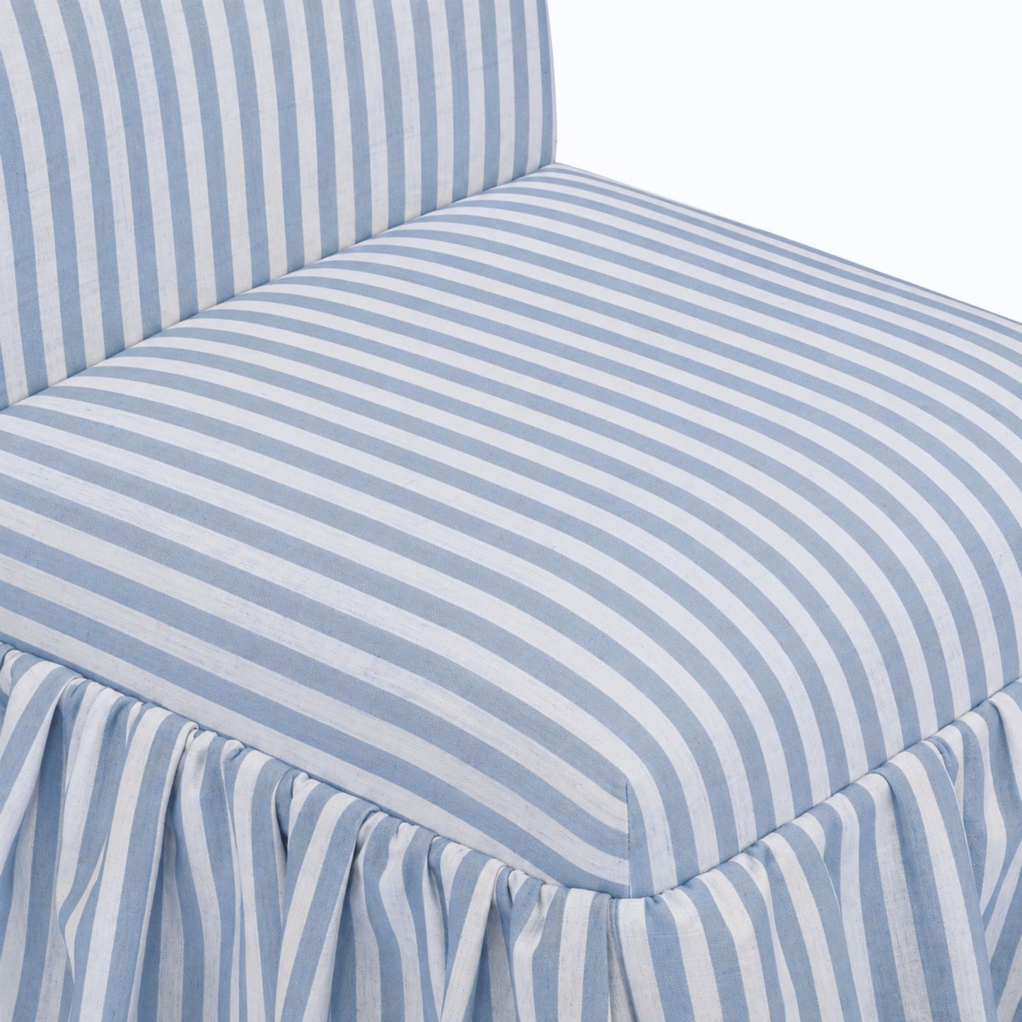 Gertrude Striped Performance Linen Skirted Dining Chair - Blue - Image 3