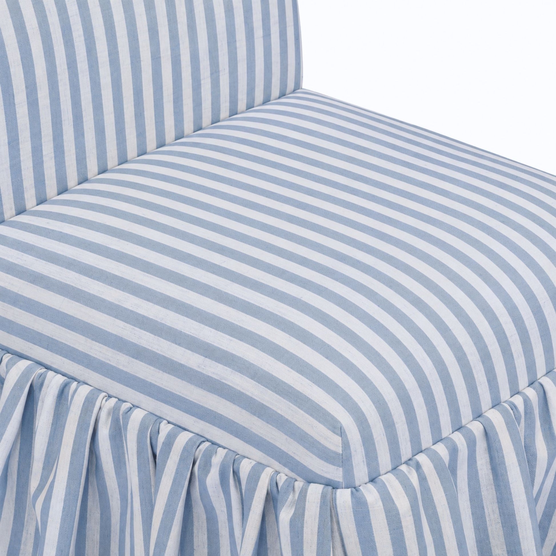Gertrude Striped Performance Linen Skirted Dining Chair - Blue - Image 3