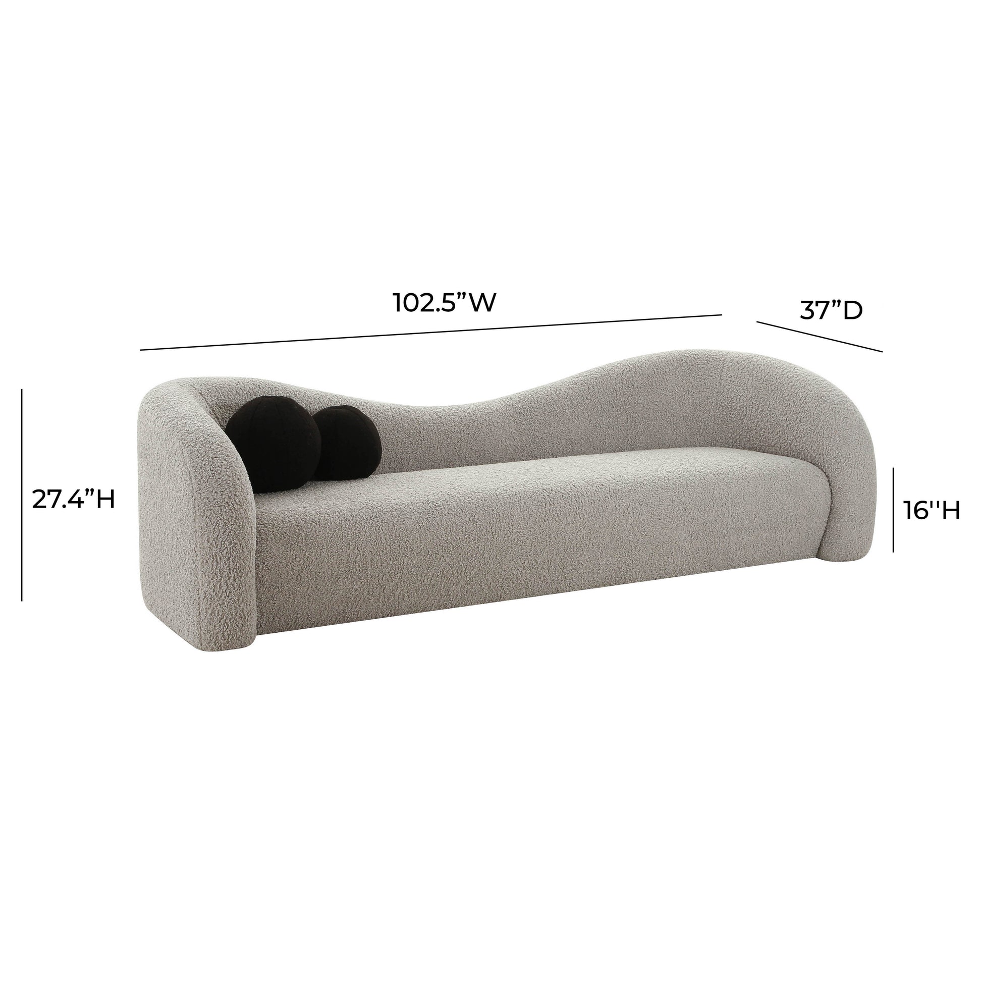 Leonie Faux Shearling Sofa (84"-103") - Grey / 103" - Image 5