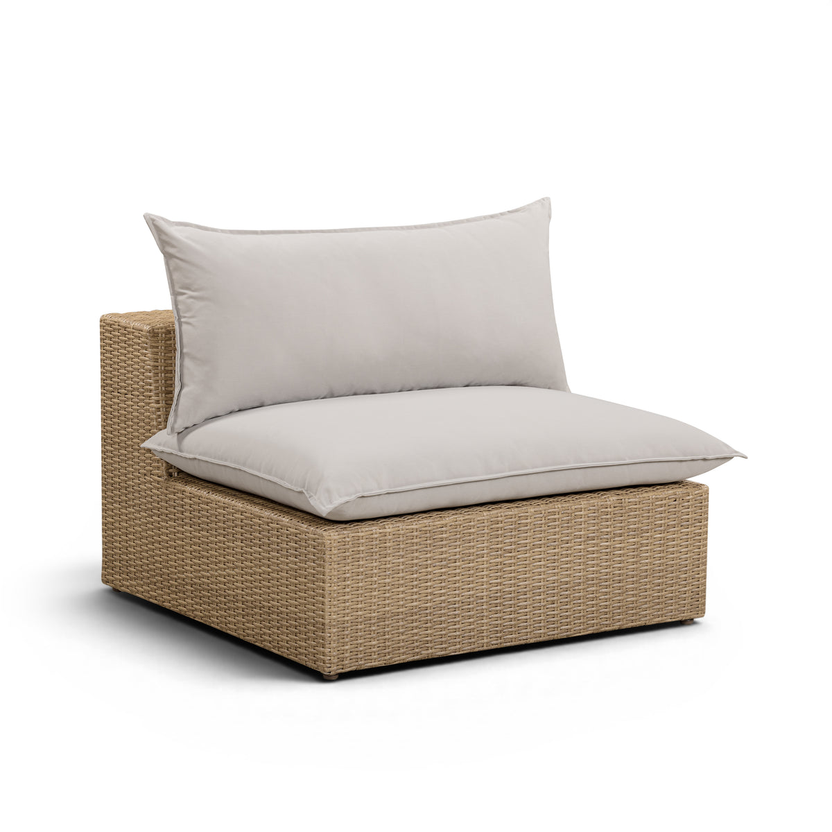 Cali Performance Fabric & Wicker Outdoor Armless Chair - Grey / Brown - Image 1