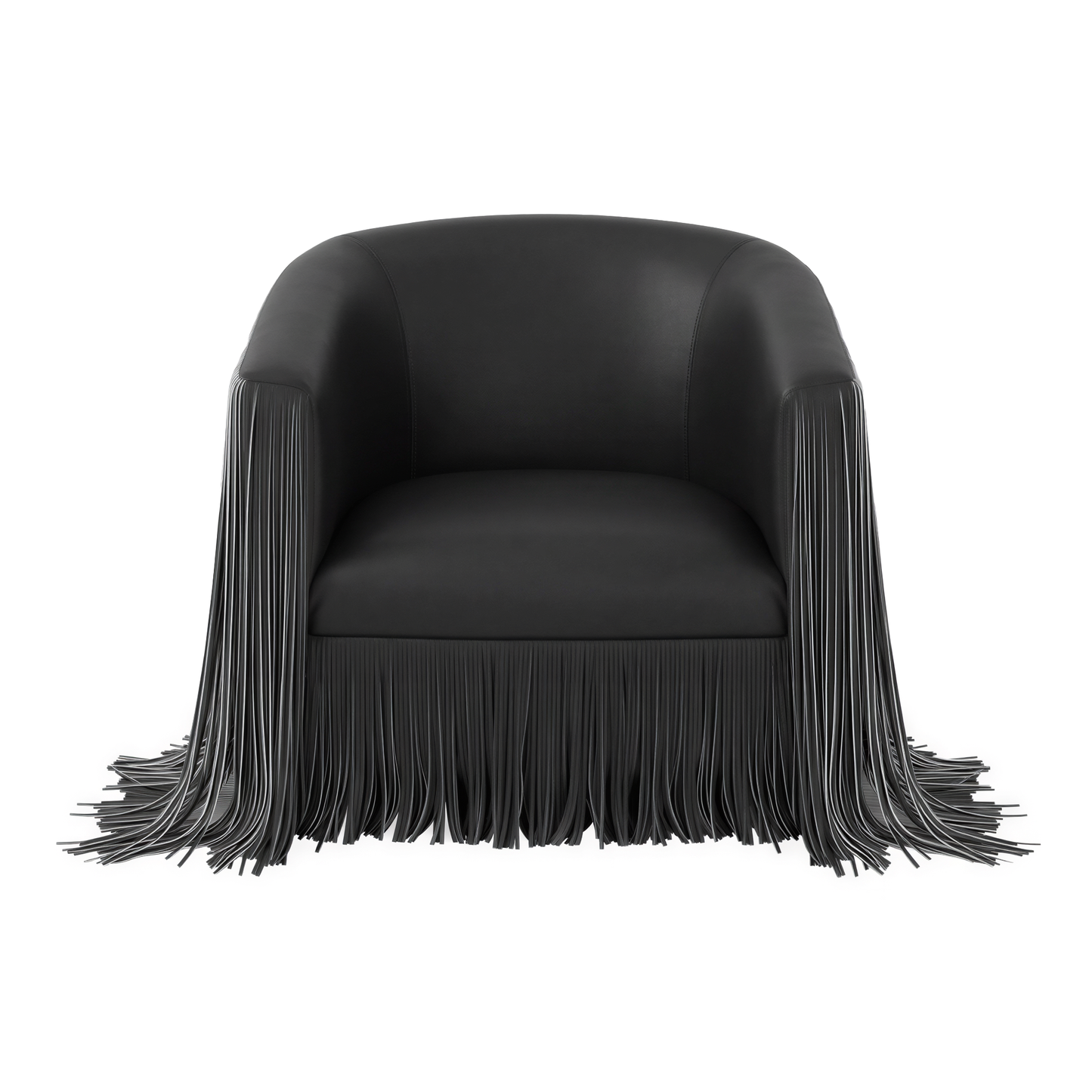Shag Me Performance Vegan Leather Swivel Accent Chair - Black and White - Image 3