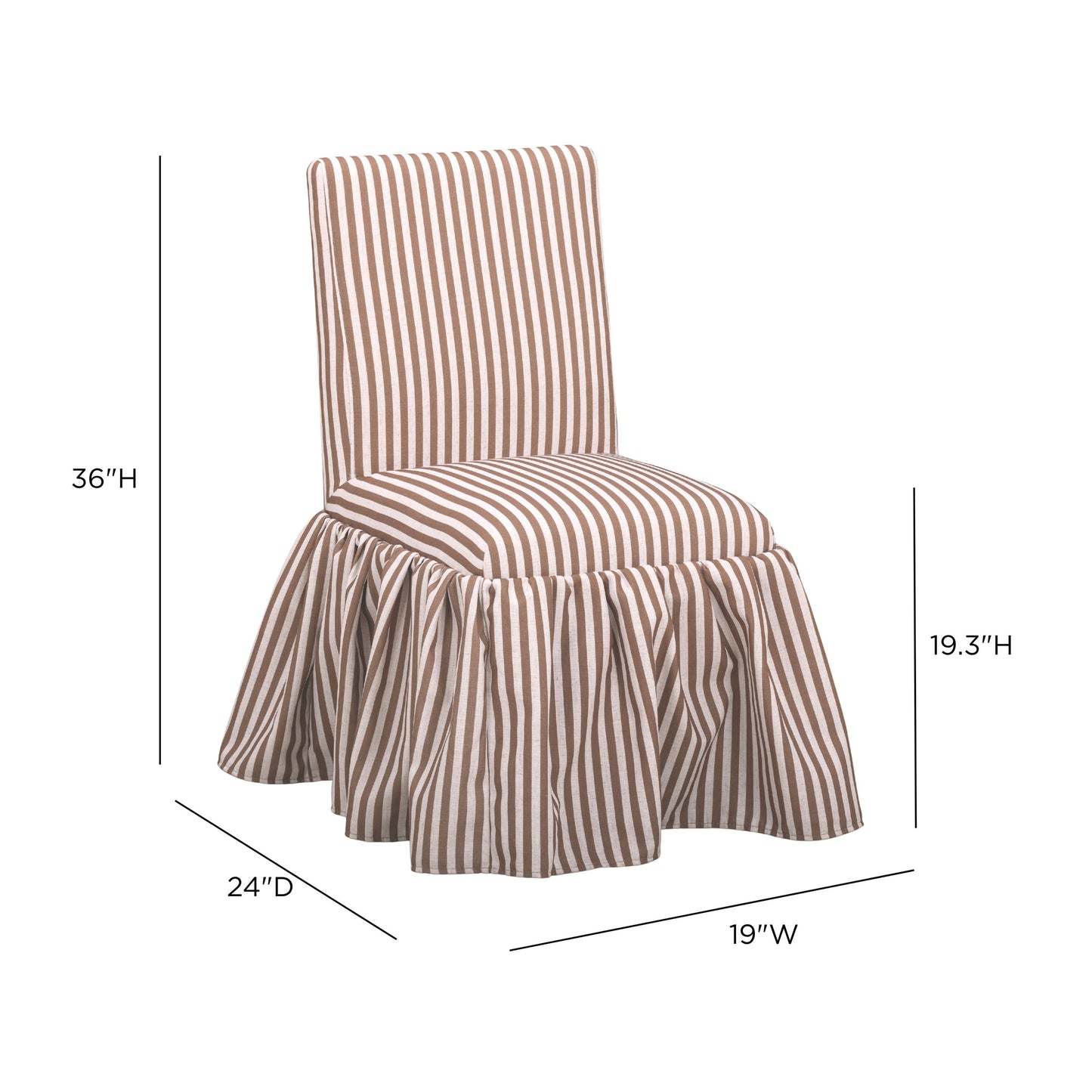 Gertrude Striped Performance Linen Skirted Dining Chair - Brown - Image 7
