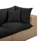 Cali 4-Piece Performance Fabric & Wicker Outdoor Sectional - Black / Brown - Image 5
